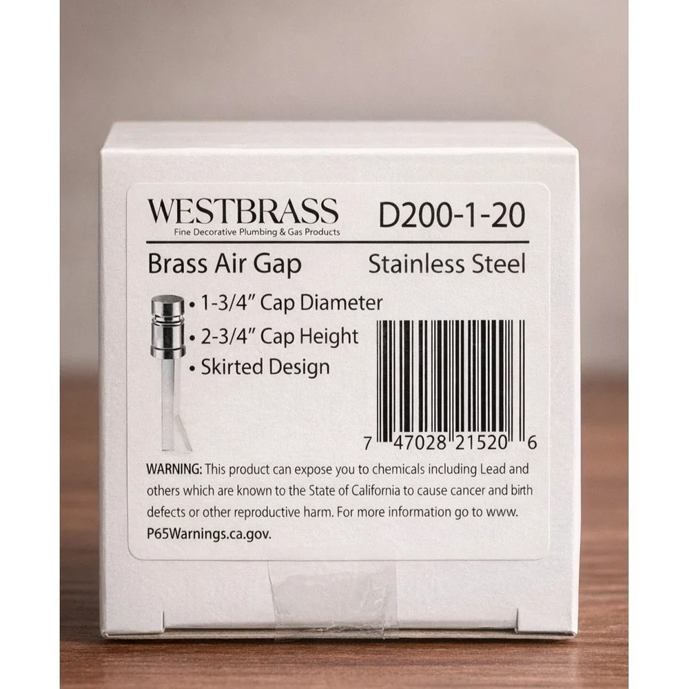 Westbrass D200-1-20 Dishwasher Air Gap Stainless Steel Kitchen Sink NEW 2 Pack
